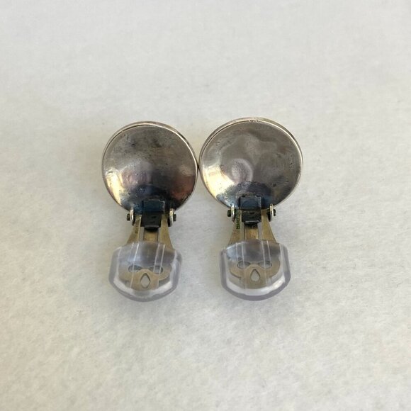 VTG Sterling Silver 925 Southwest Style Thunderbird Round Clip On Earrings - Picture 9 of 16